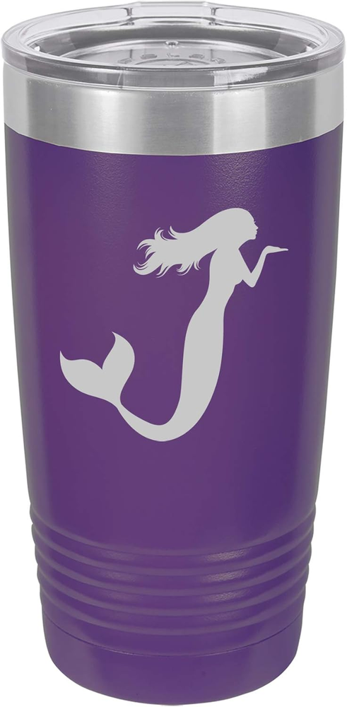 Tumbler Stainless Steel Vacuum Insulated Travel Mug Mermaid (Purple, 20 Oz)
