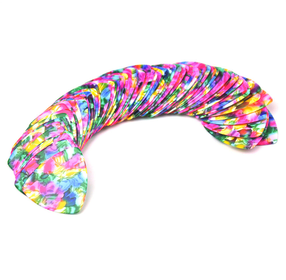 Celluloid 346 Rounded Triangle Guitar Picks Plectrums 0.71mm 100Pcs Tie Dye