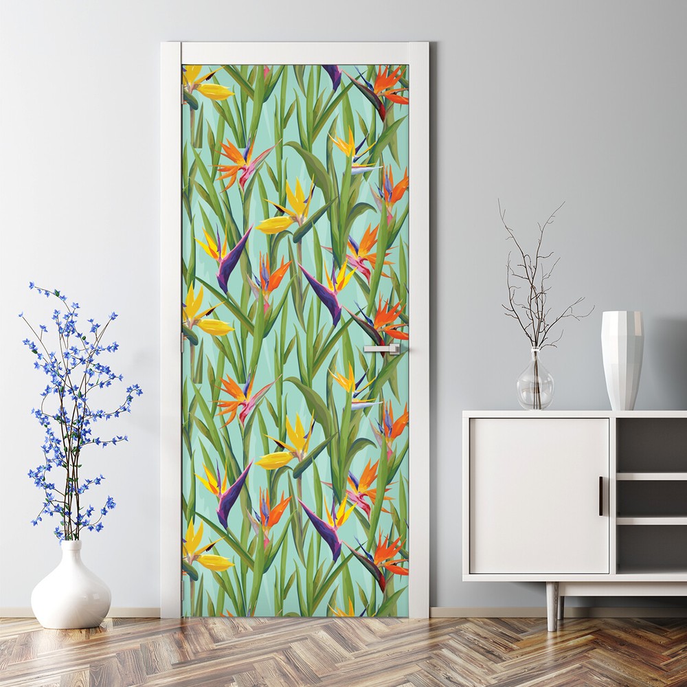 Exotic Leaves tropical leaves Door Decal pastel decor nursery art