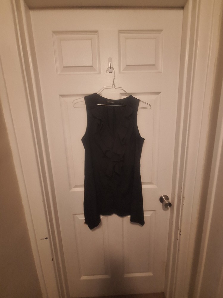 NY & Co Black Ruffle Sleeveless Top - Medium