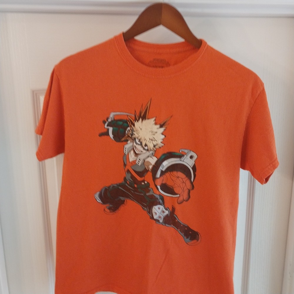 my hero academia Anime T-shirt Katsuki Bakuguo Print Orange (M)