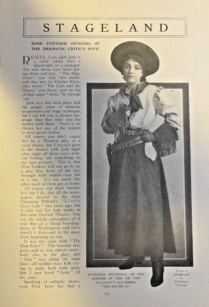 1908 Vintage Magazine Illustration Actress Florence Rockwell