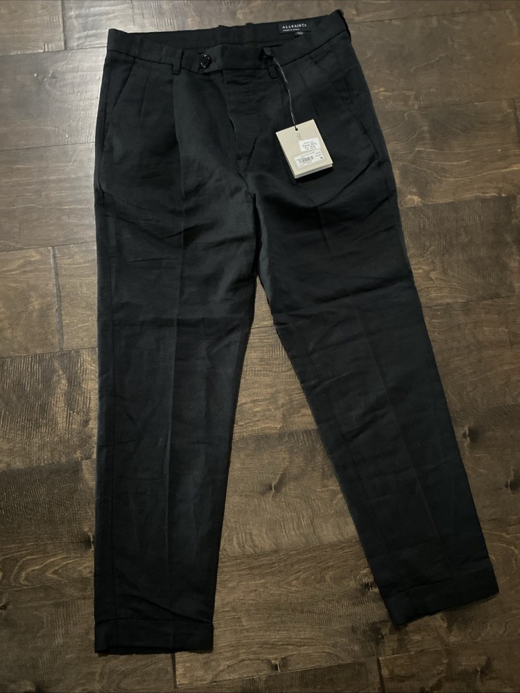 All Saints Men Cross Taillis Trouser Size 28 Faded Black New