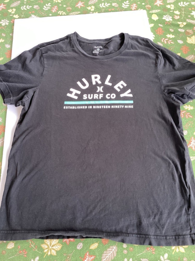 Hurley Logo Graphic Men's Black Cotton Jersey Short Sleeve Regular Fit T-Shirt L