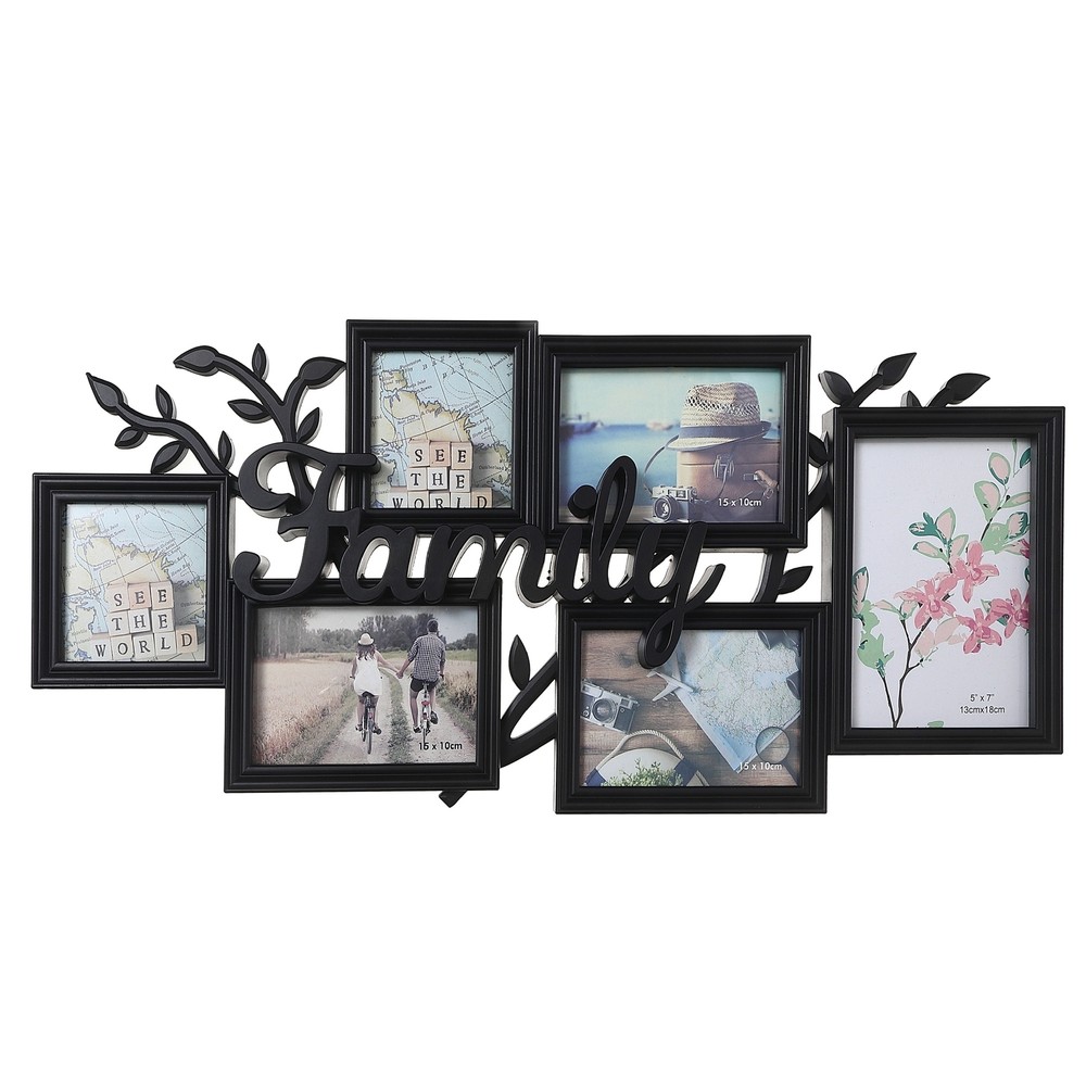 Black Collage Frame for Family Photos with 6 Openings  