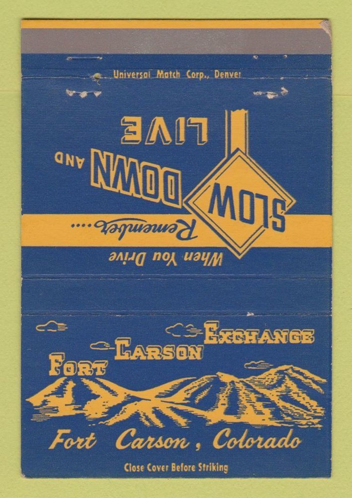 Matchbook Cover - Fort Carson Exchange Military Colorado 40 Strike