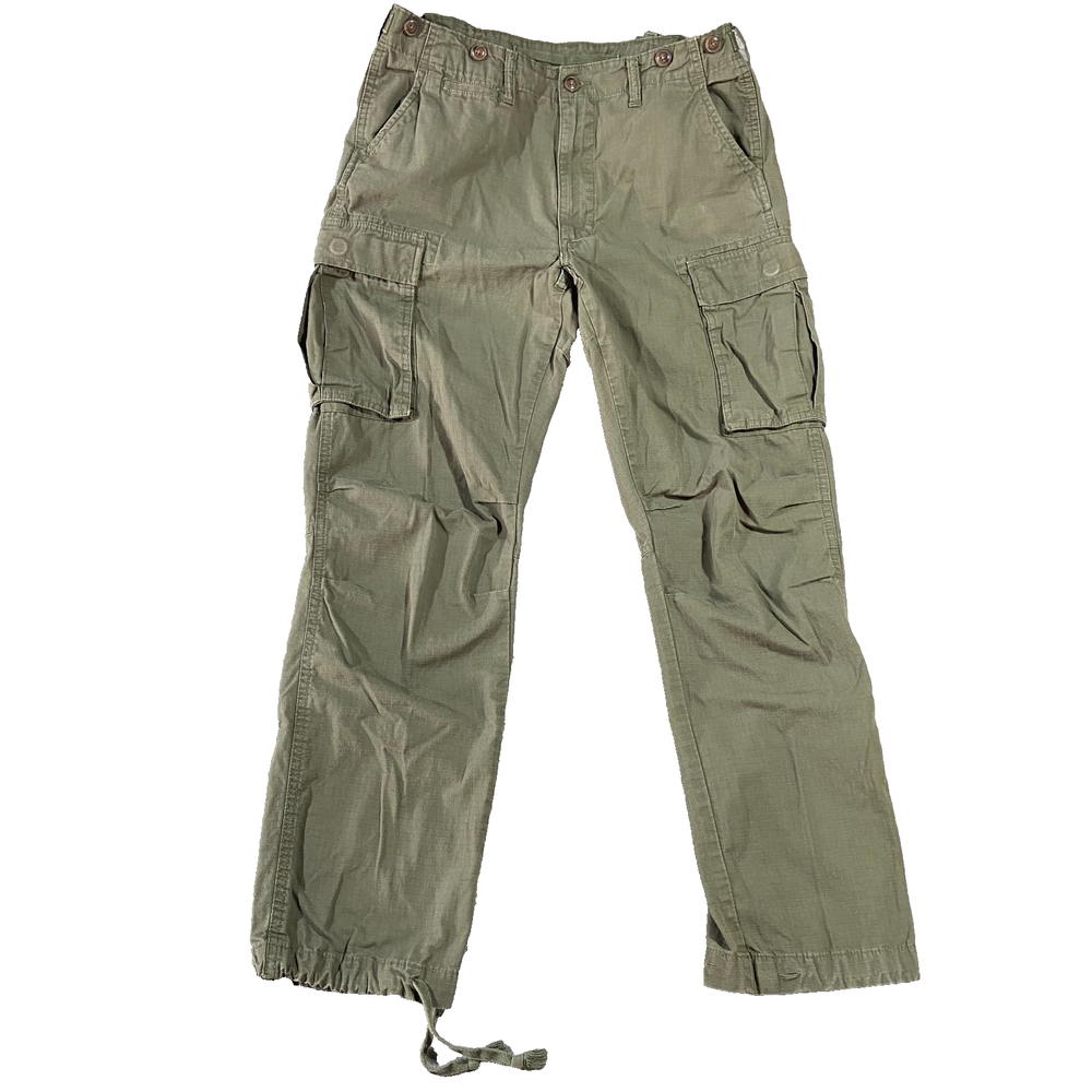MNML Ripstop Cargo Pants Green Fatigue Military Streetwear Gusseted Men 34x30