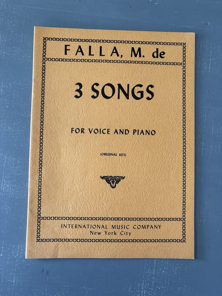 Manuel De Falla 3 Songs Voice Piano Sheet Music 1954 International Music