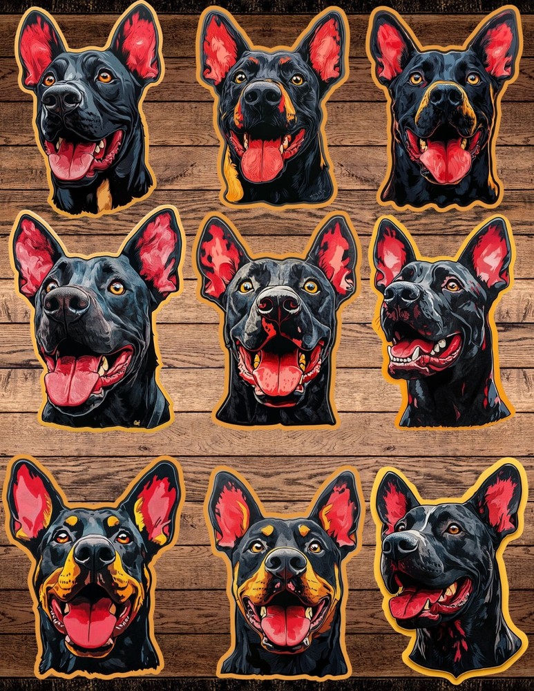 Doberman Dog Die Cut Vinyl Stickers Set Scrapbooking Laptop Waterbottle