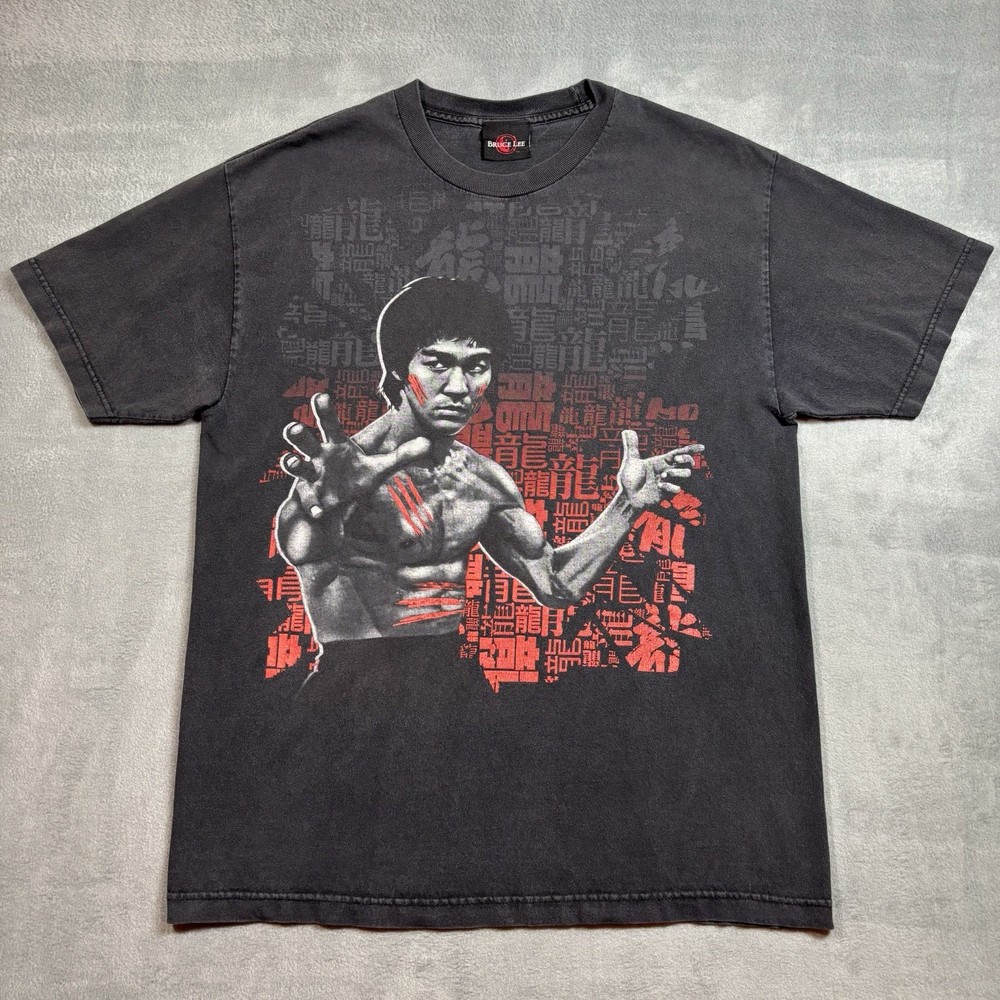 Vintage Bruce Lee Enter the Dragon T-Shirt Men's L All Over Front Print Y2K READ