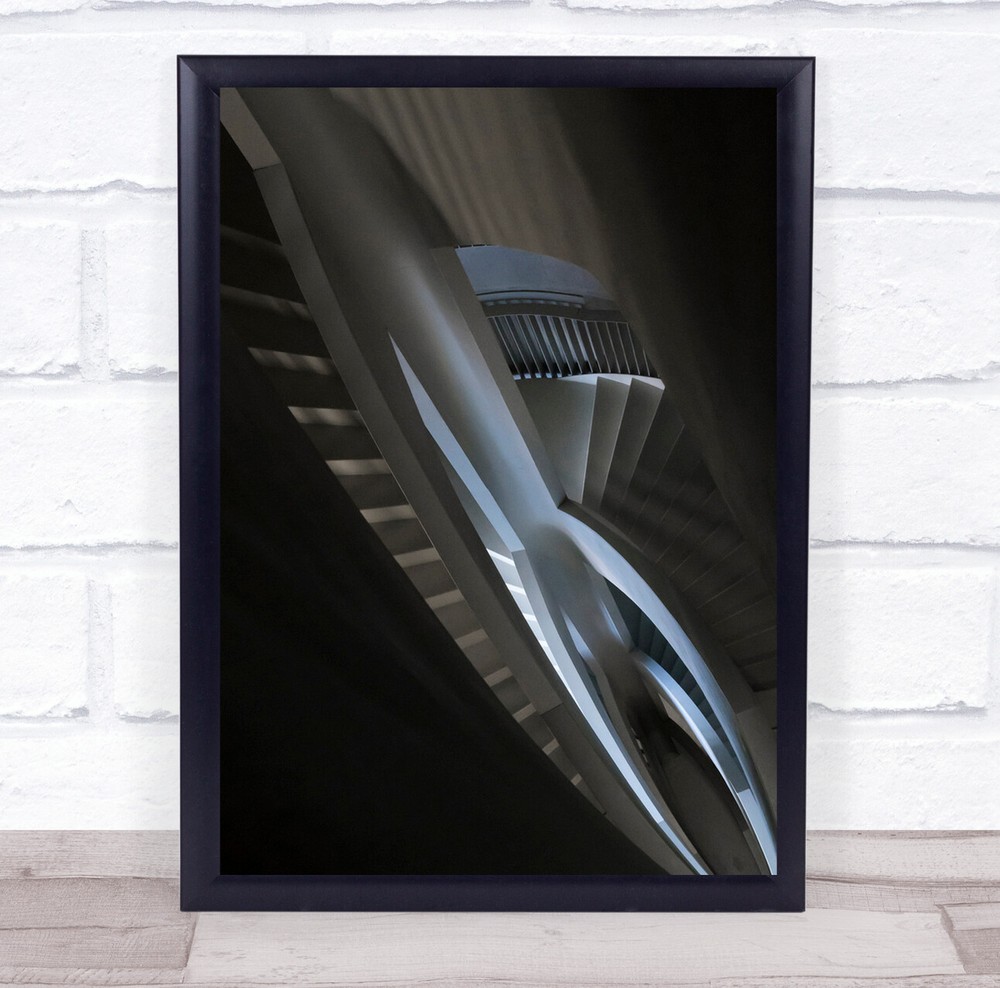 Architecture Abstract Stairs Modern Staircase Dark Low Key Wall Art Print