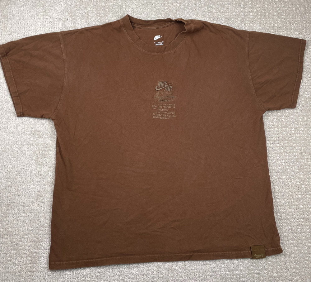 Nike T-Shirt Mens Size XL Air Force 1 AF1 40th Anniversary Brown Tee Crewneck