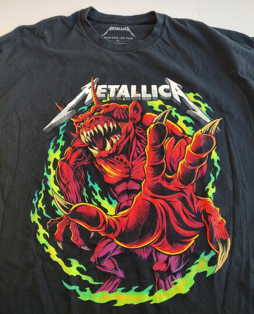 Metallica M72 North American 2025 Tour T Shirt Mens 2XL Black Fire Demon Graphic