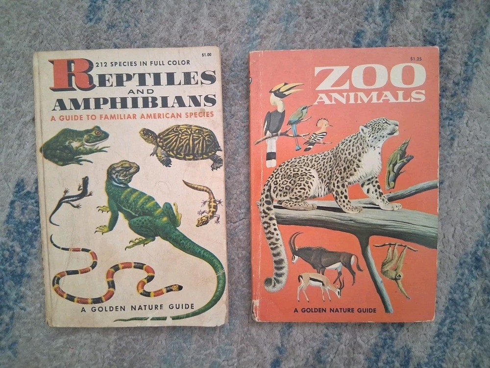 Reptiles and Amphibians / Zoo Animals Golden Nature Guide Vtg 1956 1967 Lot Of 2