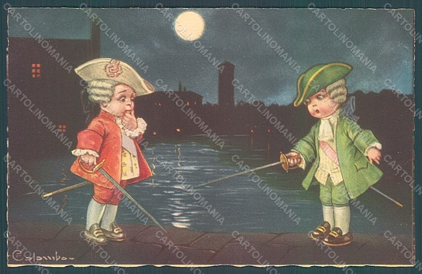 Artist Signed Colombo E. Children Venetian Paper Moon serie 2036 postcard HR2703