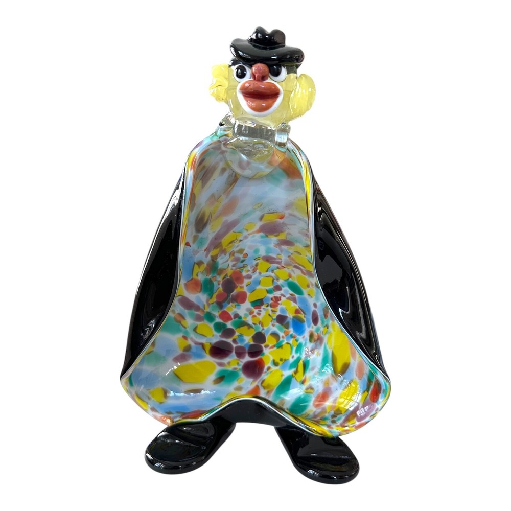 Mid Century Hand Blown Murano Glass Millefiori Sommerso Clown Sculpture or Dish