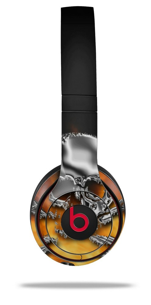 Skin Beats Solo 2 3 Chrome Skull on Fire Wireless Headphones NOT INCLUDED