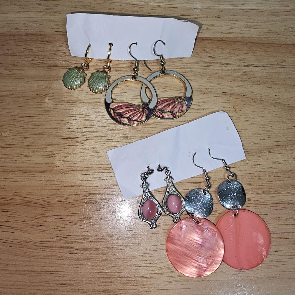 4 Pair Lot Vintage Pierced Earrings