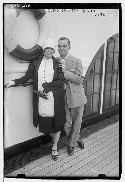 Photo:Cliff Edwards Wife 1920s American Singer Ship Deck Portrait