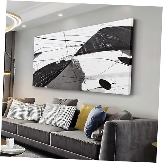 Abstract Wall Art black and white Ink Canvas Painting Modern Art 20