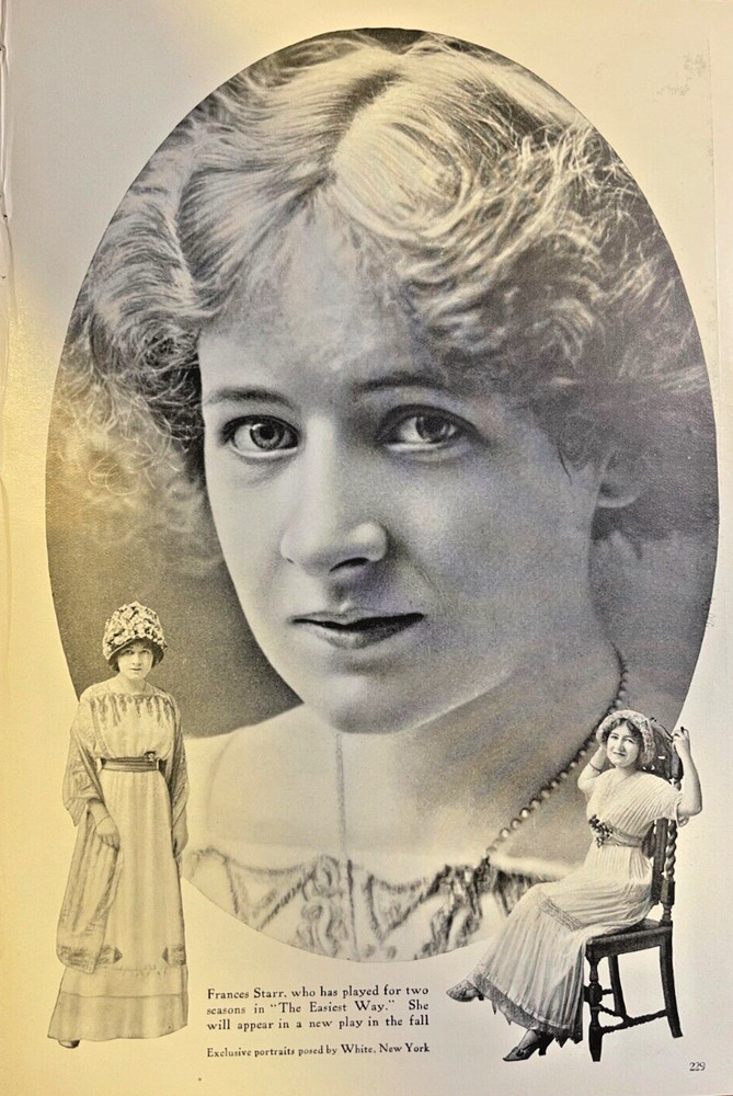 1911 Vintage Magazine Illustration Actress Frances Starr