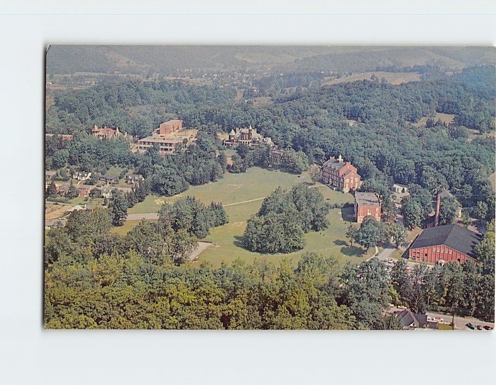 Postcard Airview of college buildings Davis and Elkins College Elkins WV USA