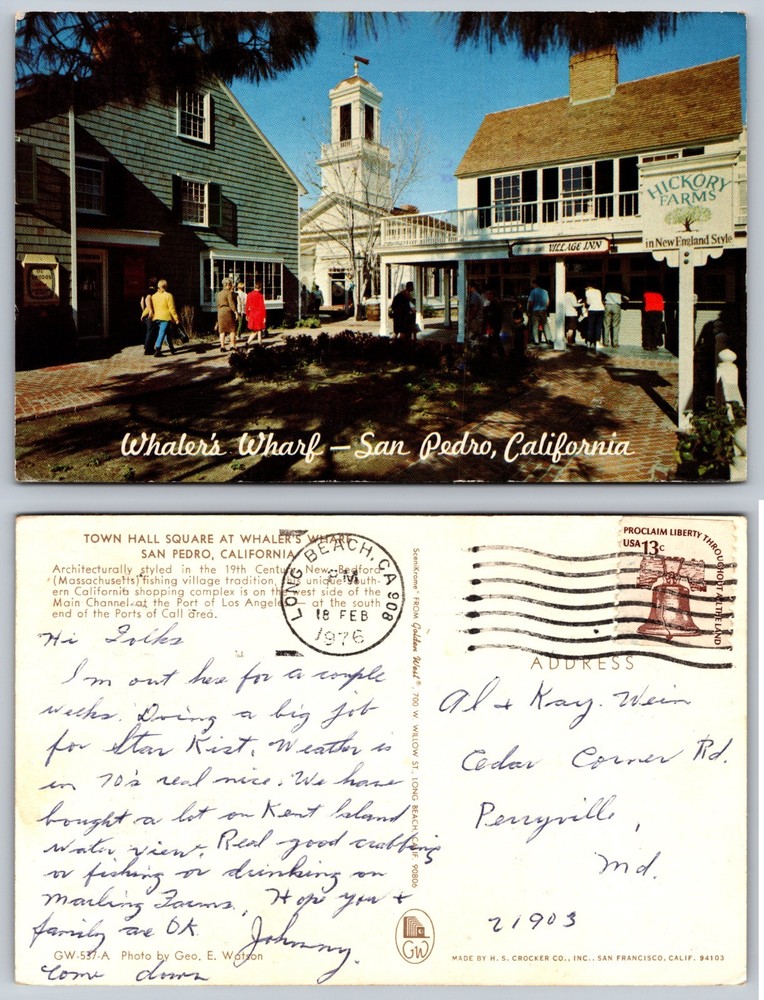 Whalers Wharf San Pedro California Shops Postcard