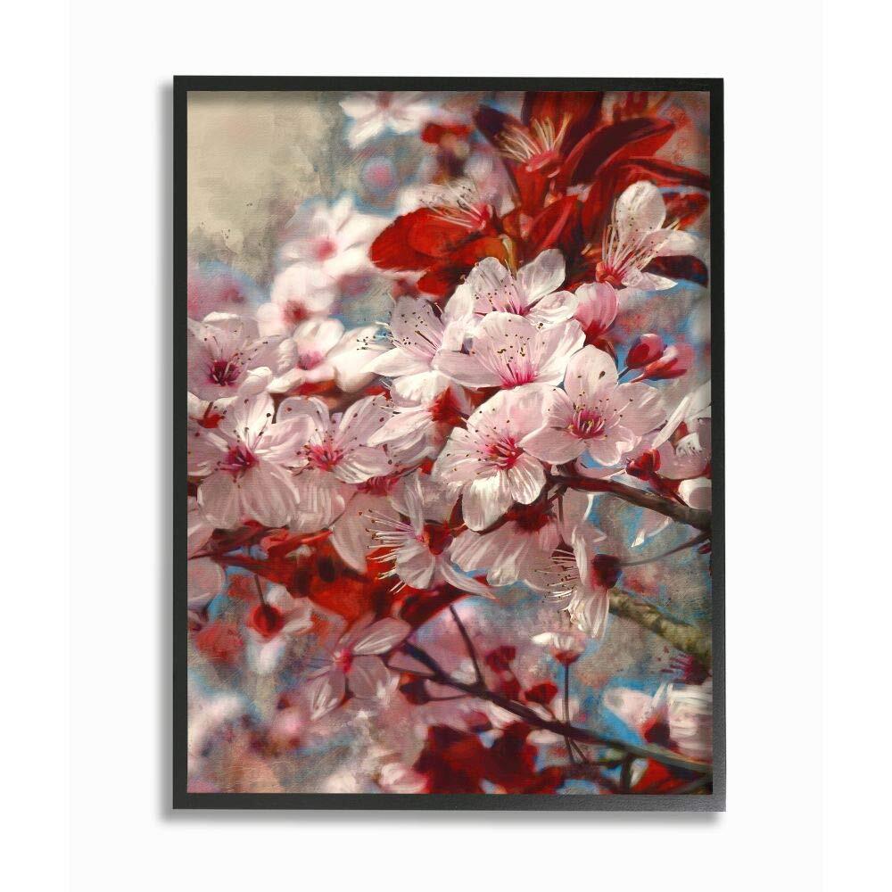 Beautiful Flower Blossoms on Tree Branches Pink Red Wall Art, 16 x 20