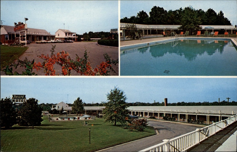 Emporia Virginia Reste' Motel Hwy 301 swimming pool multiview vintage postcard