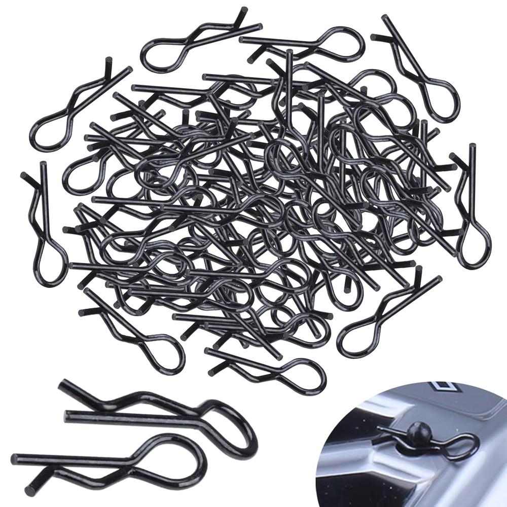 RC Body Clips Bent Springy R Pins Bent Black for All 1/8 Scale & Traxxas 1/10 Ca