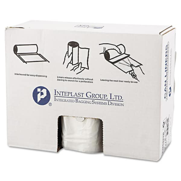 Inteplast 60 Gal 22 micron 38 in. x 60 in. Clear High-Density Trash Can Liner