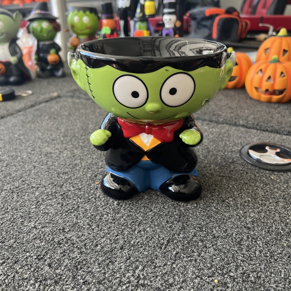 Frankenstein Ceramic Halloween Candy Bowl 6” Dish Decor – Green Monster Cute