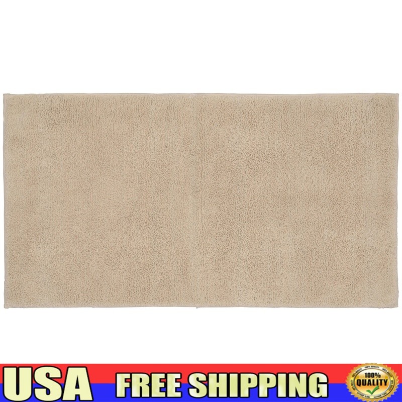 Non-Slip Cotton Bath Rug Machine Washable Absorbent Durable Bathroom Mat Durable