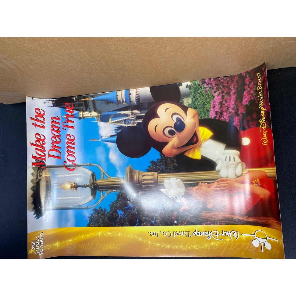 Vintage 2001 Walt Disney World Resort Mickey Mouse Poster Florida Vacations