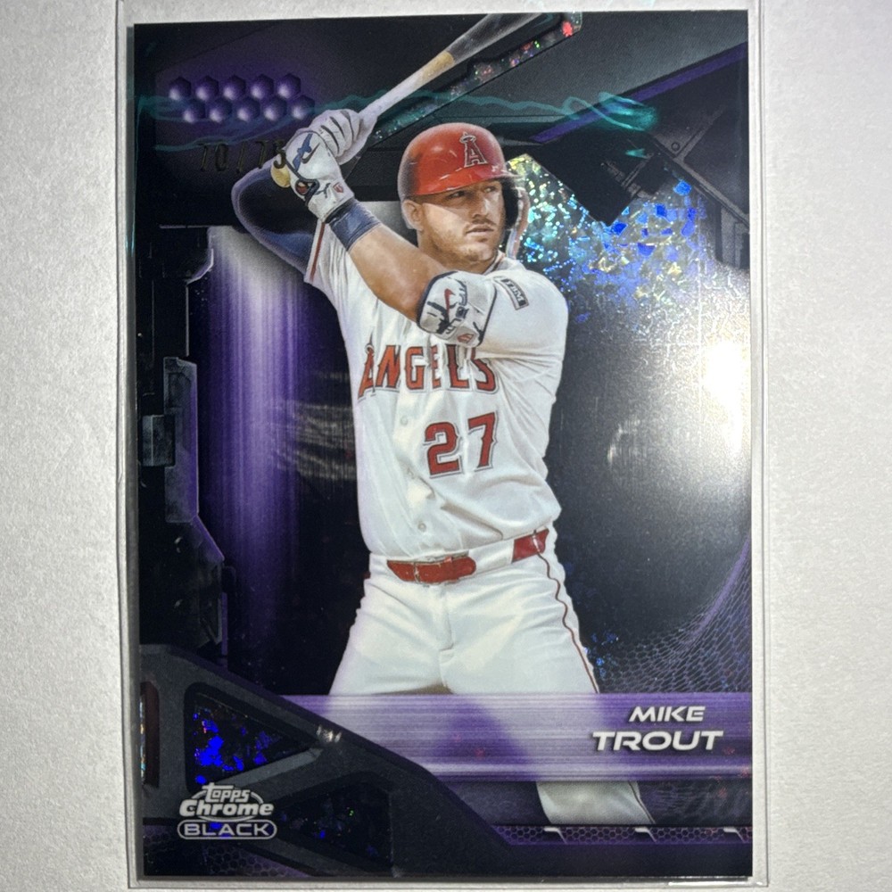 Topps 2025 Chrome Black Mike Trout Angels #5 Serial Numbered /75