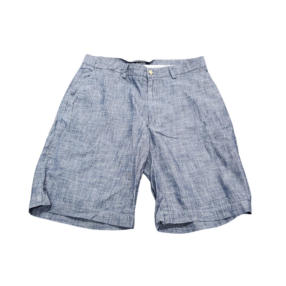 Polo Ralph Lauren Shorts Mens 33 Blue Chambray Chino 9 Inseam Summer Casual