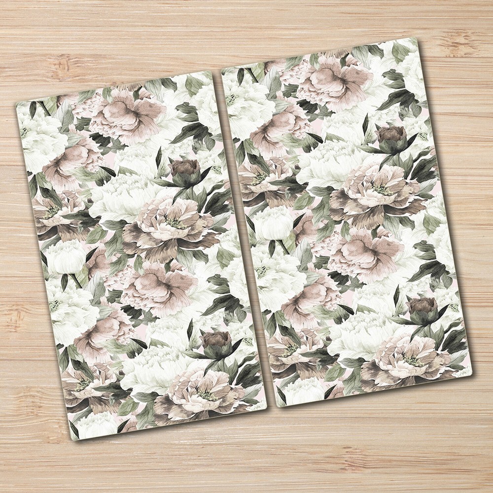 Glass Worktop Saver Kitchen Light Peony Floral Pastel Pale Peonies 2x30x52