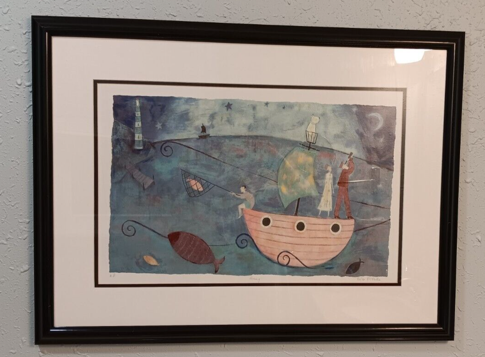 Paula McArdle - Signed - Artist Proof Print- FISHING - Framed