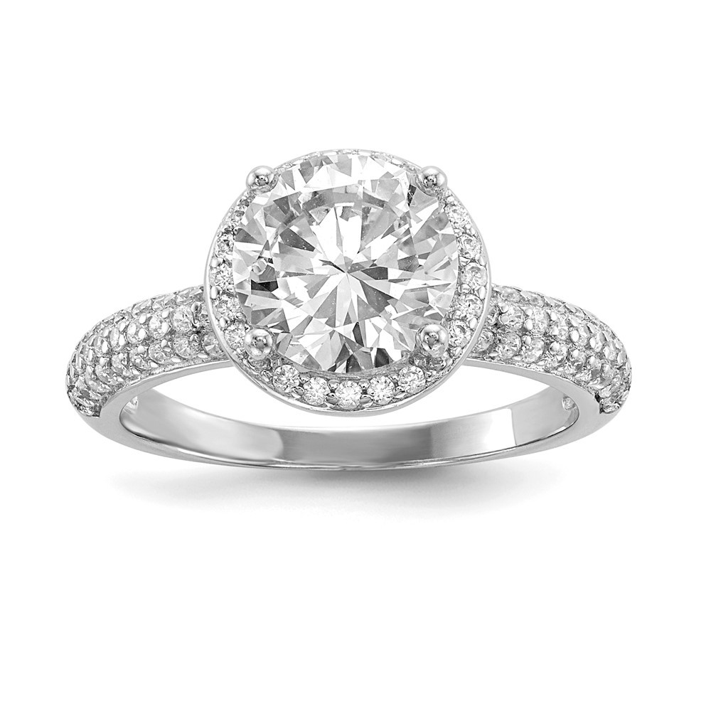 Sterling Silver Rhodium-plated Cubic Zirconia Ring Size 6