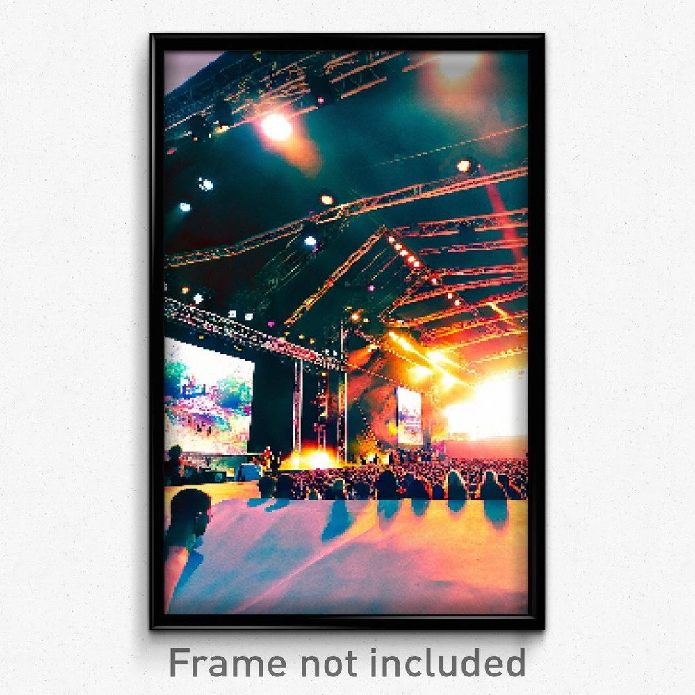 8 Bit Music Festival Pixel Art Poster - Retro Video Game Wall Decor