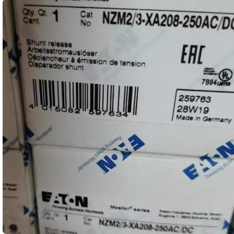 1PCS Eaton Muller NZM2/3-XA208-250 AC/DC shunt coil