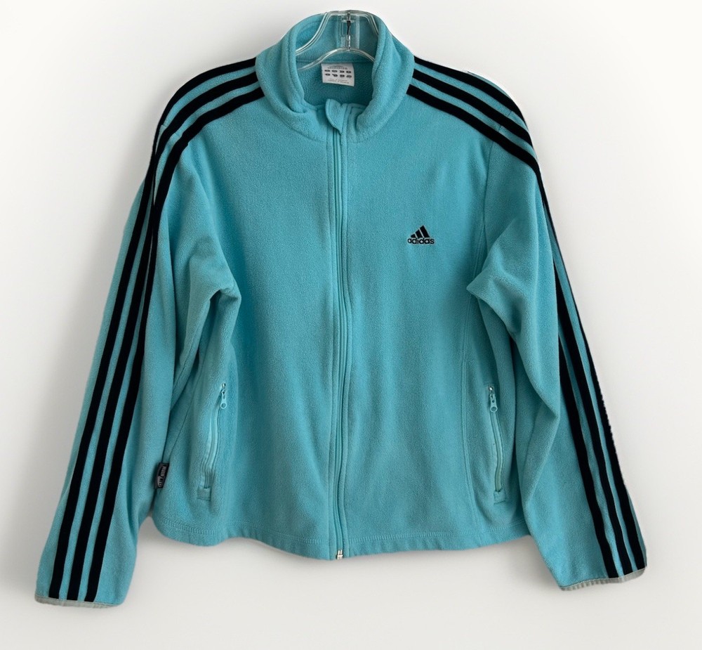 Adidas Vintage Fleece Jacket Womens L Climawarm Full Zip Y2K 2002 Activewear