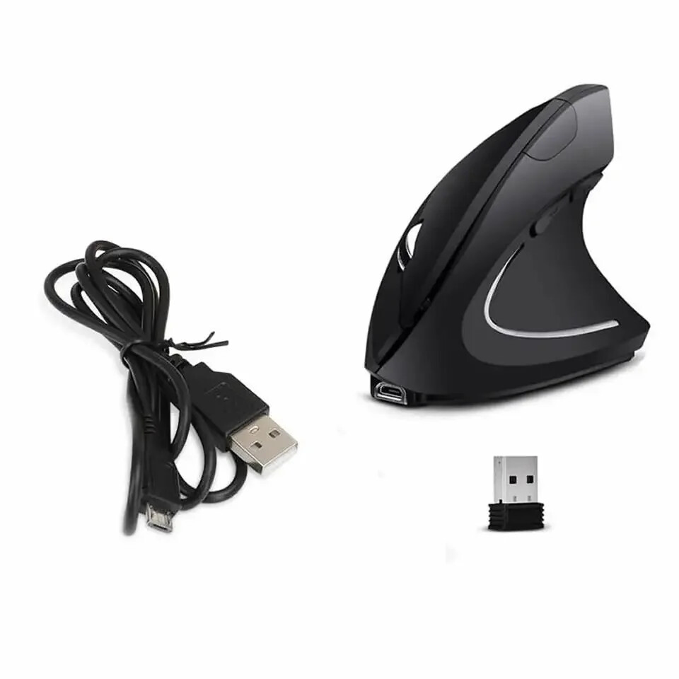 Wireless Rechargeable Vertical Gaming Mouse with 2.4G Optical Sensor