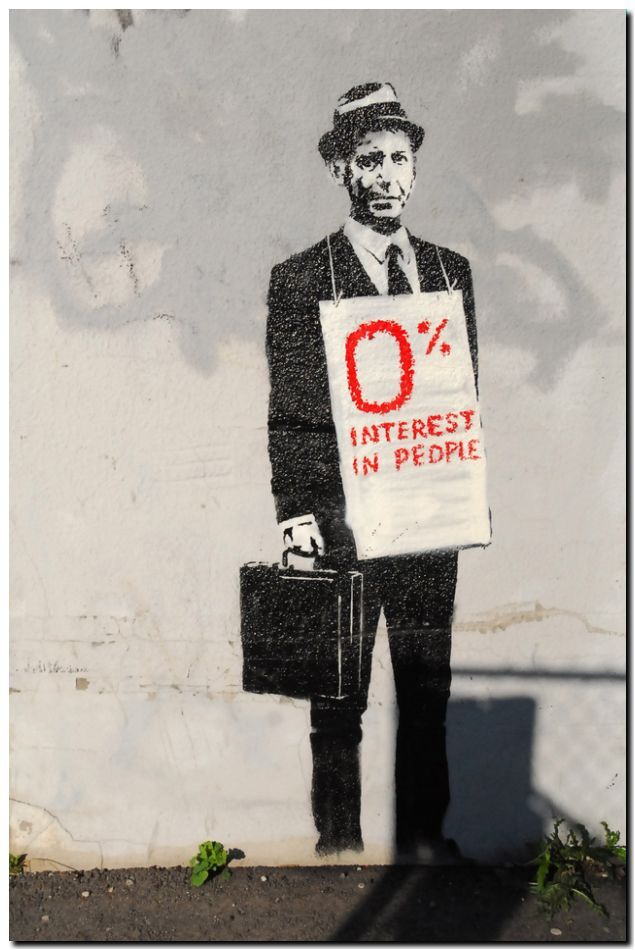 BANKSY STREET ART *FRAMED* CANVAS PRINT Zero Interest in people 16