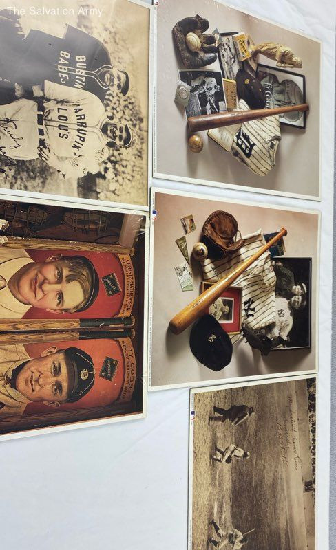 Baseball Babe Ruth Lou Gehrig Ty Cobb Christy Mathewson Poster Prints Lot Of 5