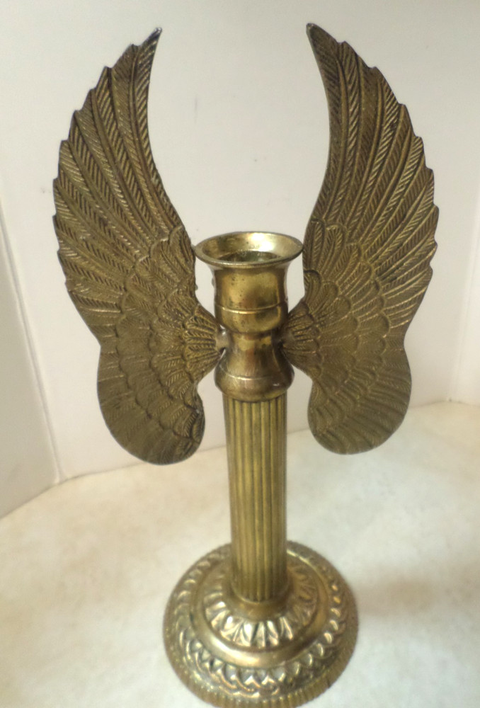 VTG Brass Angel Winged Candle Stick