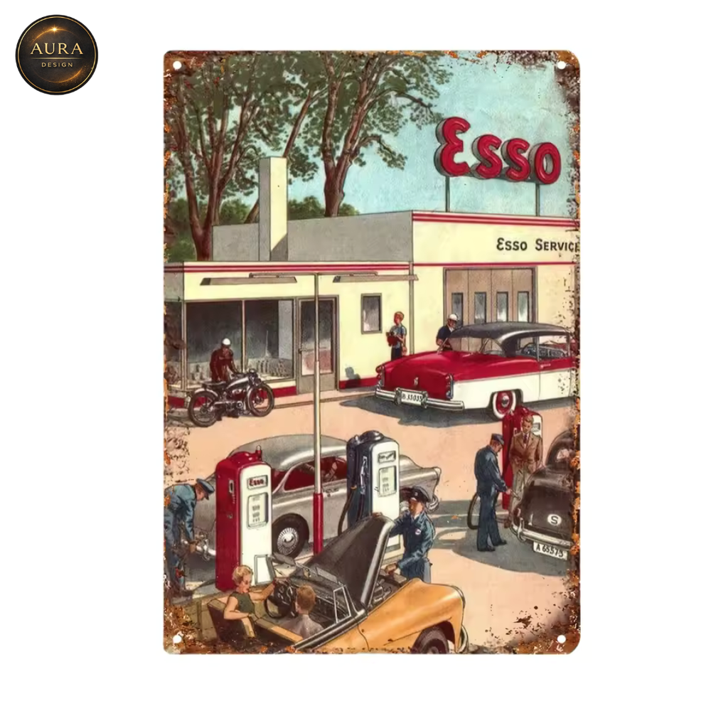 Esso Service Decorative Metal Sign – Vintage Wall Art Poster