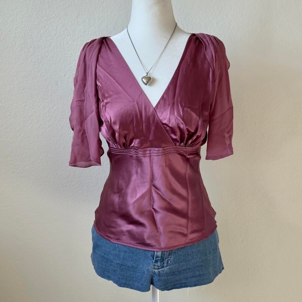2000s max edition silk babydoll blouse with flowy sleeves