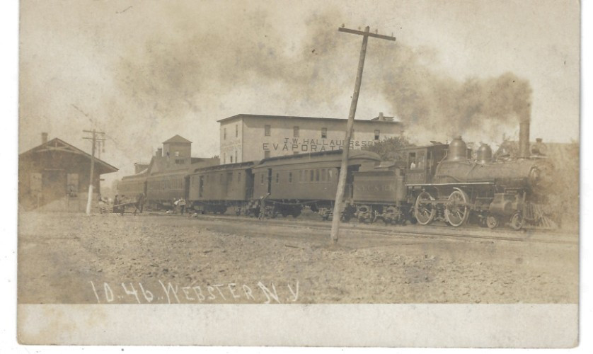 RPPC Webster NY Railroad Station Depot 1904-07 JW Hallaurer Milk Photo Postcard