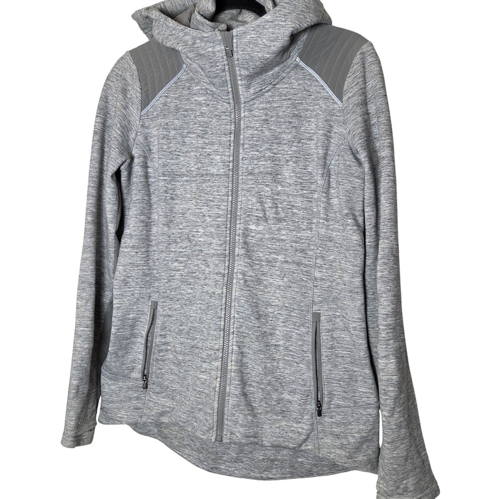 Athleta gray womens full zip hooded jacket size Medium